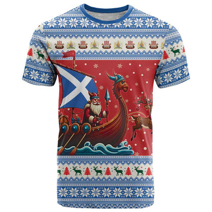 Scotland Viking Santa Christmas T-Shirt Funny Reindeer Norse Xmas Graphic Tee