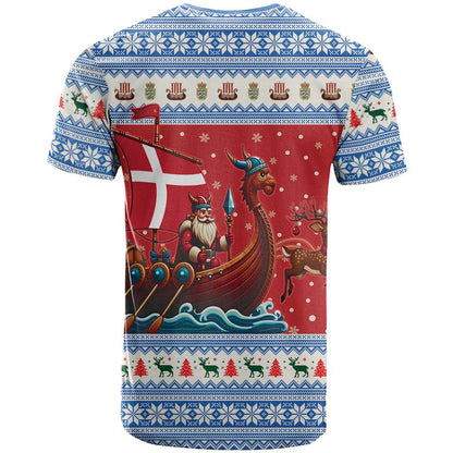 Denmark Viking Santa Christmas T-Shirt Funny Reindeer Norse Xmas Graphic Tee