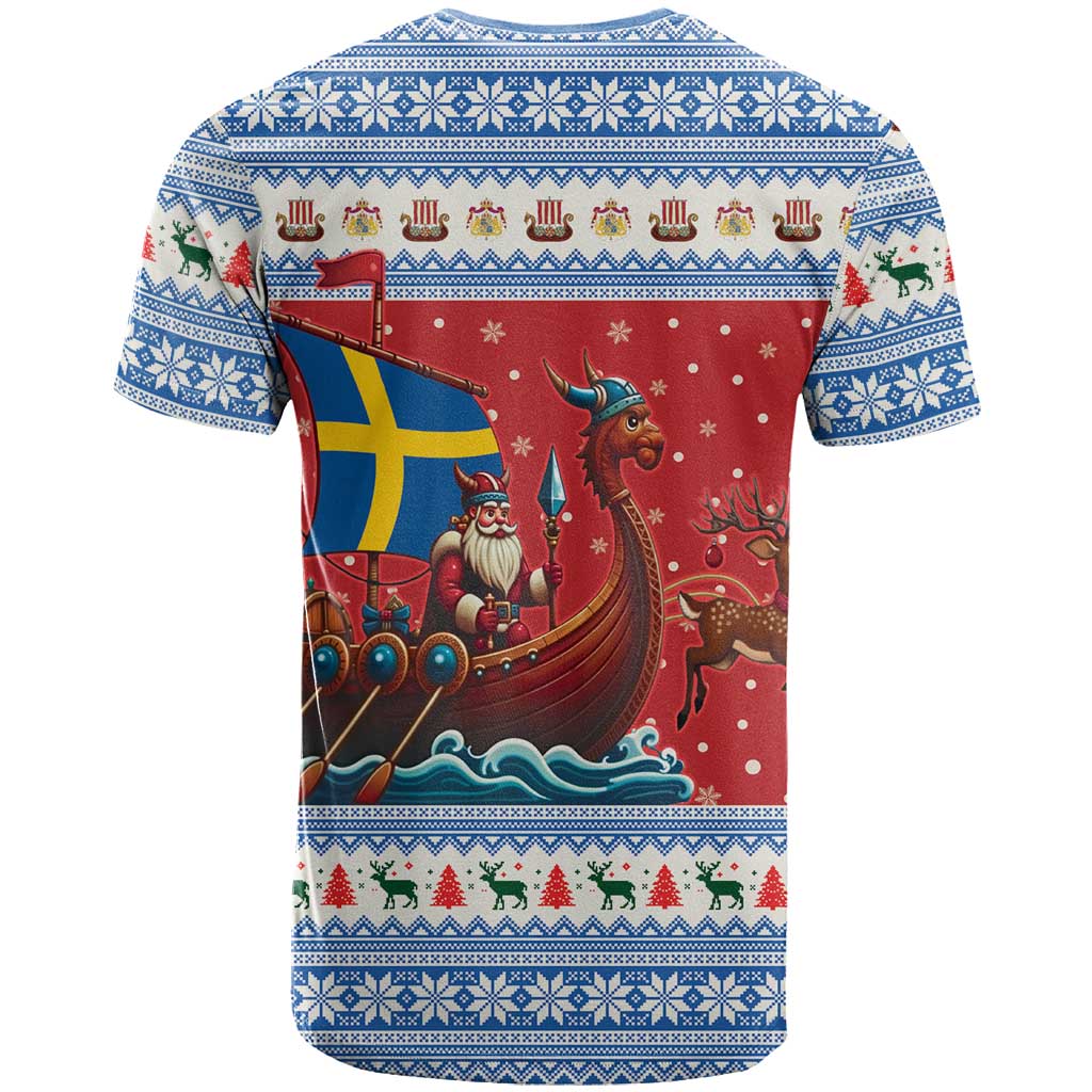 Sweden Viking Santa Christmas T-Shirt Funny Reindeer Norse Xmas Graphic Tee