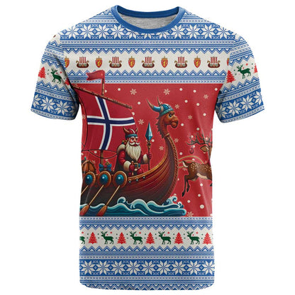 Norway Viking Santa Christmas T-Shirt Funny Reindeer Norse Xmas Graphic Tee