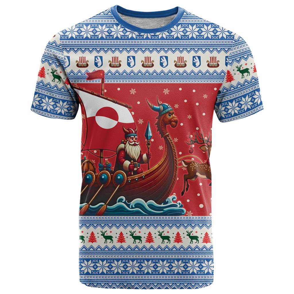Greenland Viking Santa Christmas T-Shirt Funny Reindeer Norse Xmas Graphic Tee