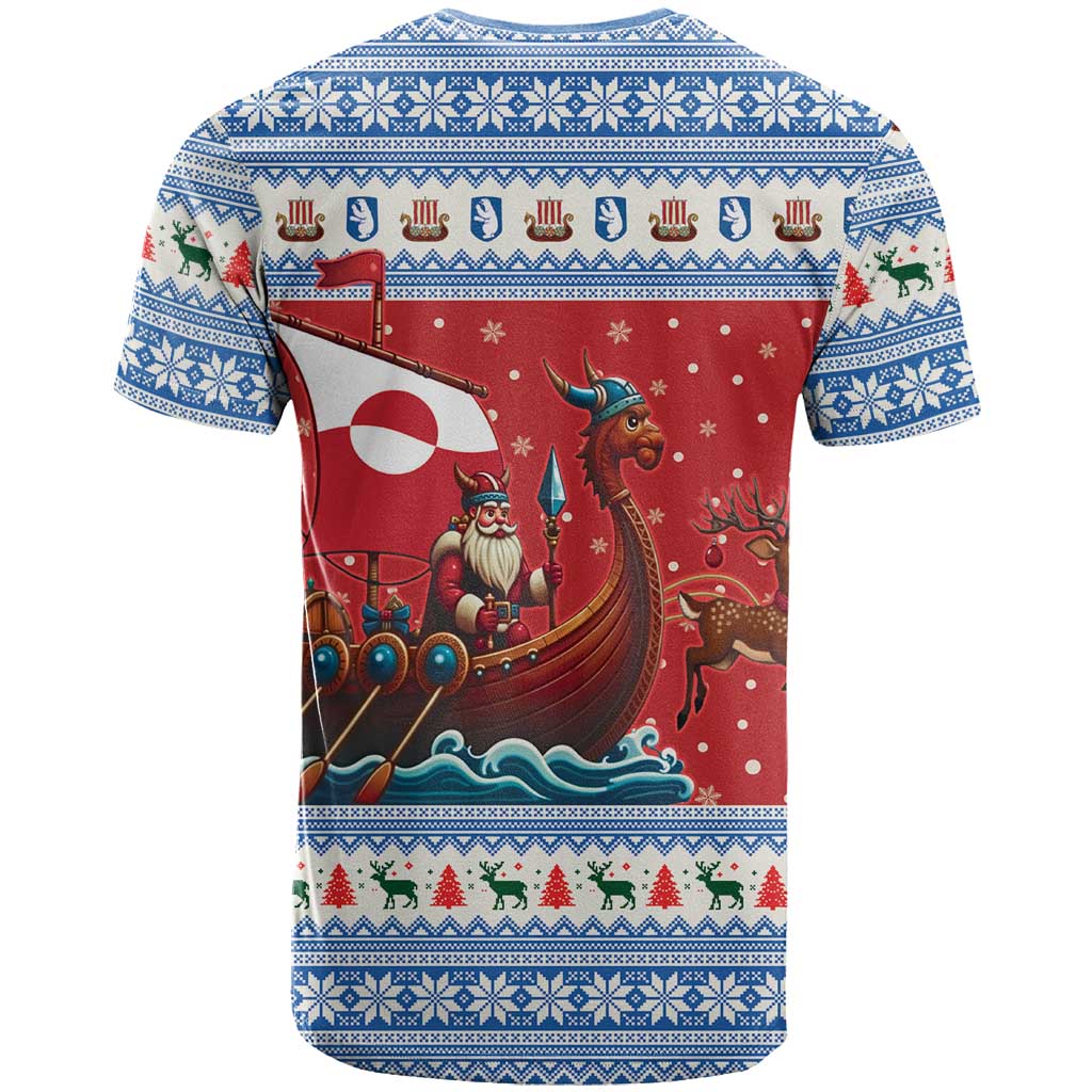 Greenland Viking Santa Christmas T-Shirt Funny Reindeer Norse Xmas Graphic Tee