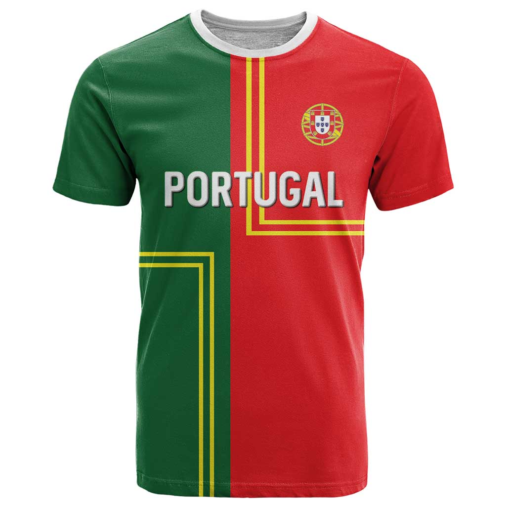 Custom Portugal Football T-Shirt Coat of Arms Line Art Style Graphic Tee