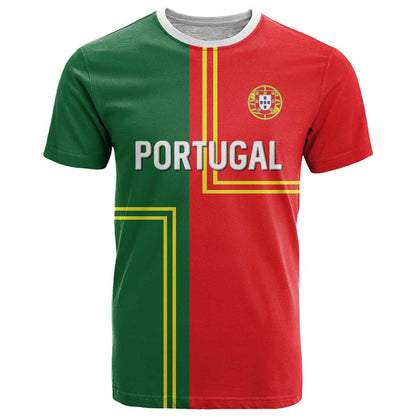 Custom Portugal Football T-Shirt Coat of Arms Line Art Style Graphic Tee