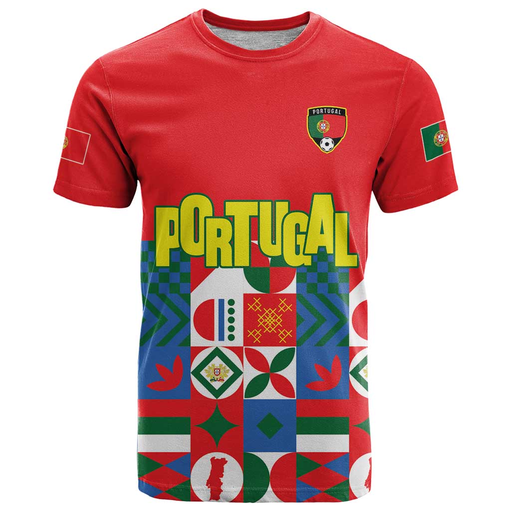 Portugal Football T-Shirt Patchwork National Flag Design Graphic Tee