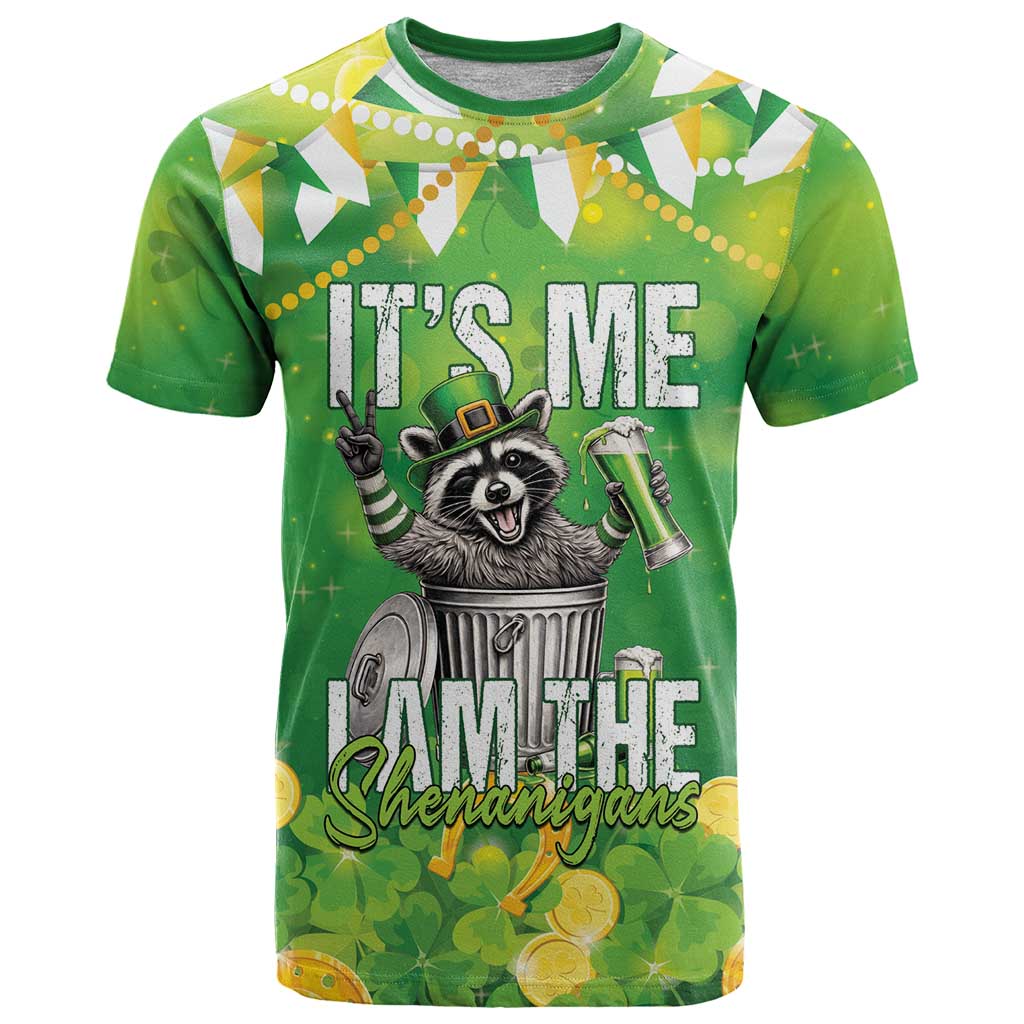 Funny Raccoon St Patrick’s Day T-Shirt It’s Me I Am the Shenanigans Graphic Tee