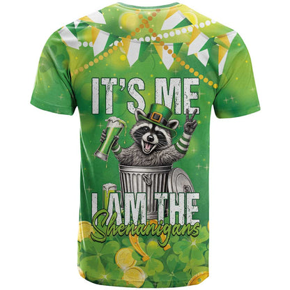 Funny Raccoon St Patrick’s Day T-Shirt It’s Me I Am the Shenanigans Graphic Tee