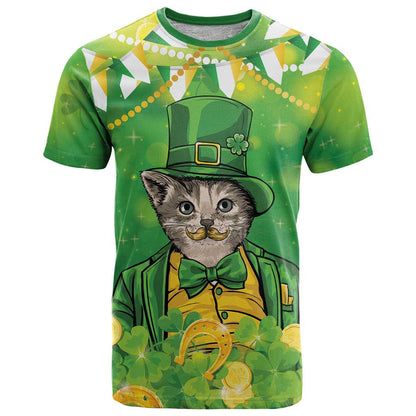 Funny Cat St Patrick’s Day T-Shirt Irish Leprechaun Lucky Cat Graphic Tee