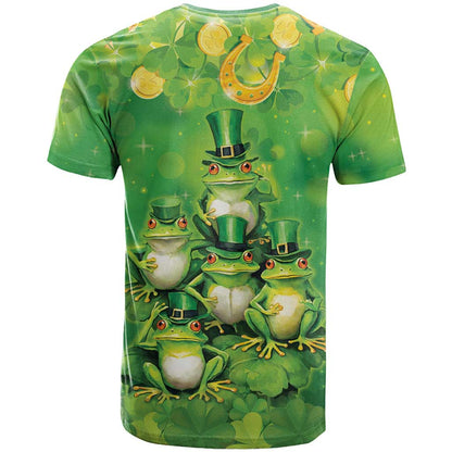 Funny Frog St Patrick’s Day T-Shirt Lucky Shamrock Frog Graphic Tee
