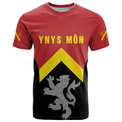 Personalised Anglesey Wales T-Shirt Ynys Mon Welsh Lion Flag Design Graphic Tee