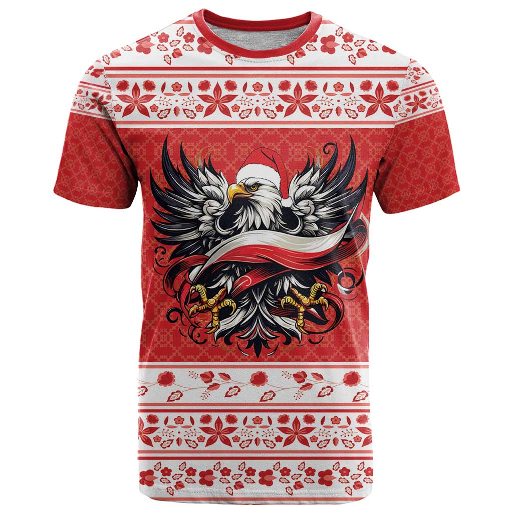 Poland Christmas T-Shirt Polish Eagle with Flag Style Graphic Tee