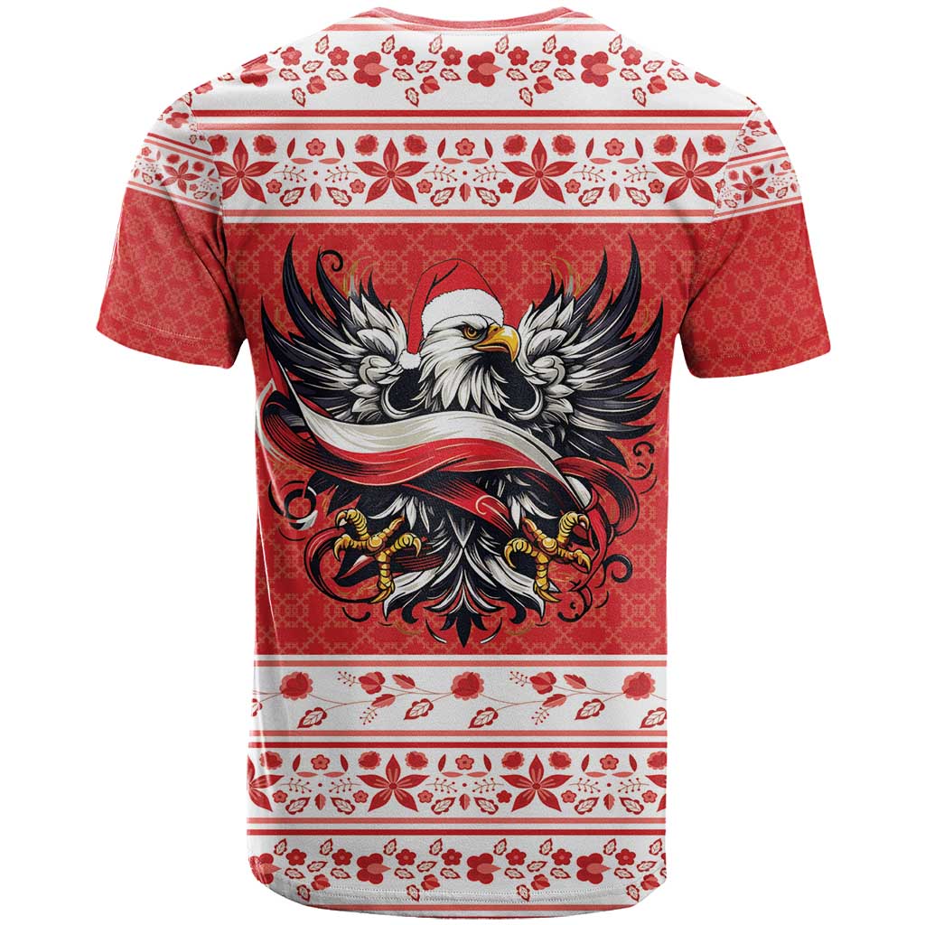 Poland Christmas T-Shirt Polish Eagle with Flag Style Graphic Tee