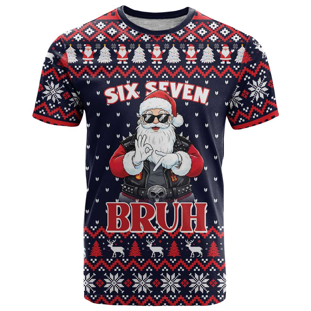 Funny Santa Six Seven Bruh Christmas T-Shirt Meme Gen Alpha Slang Graphic Tee