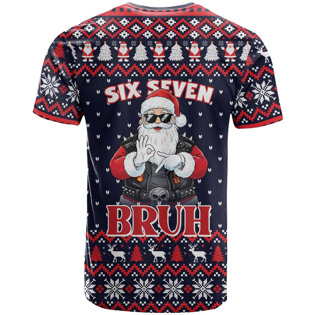 Funny Santa Six Seven Bruh Christmas T-Shirt Meme Gen Alpha Slang Graphic Tee