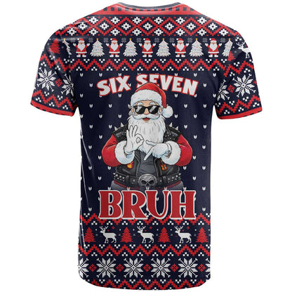 Funny Santa Six Seven Bruh Christmas T-Shirt Meme Gen Alpha Slang Graphic Tee