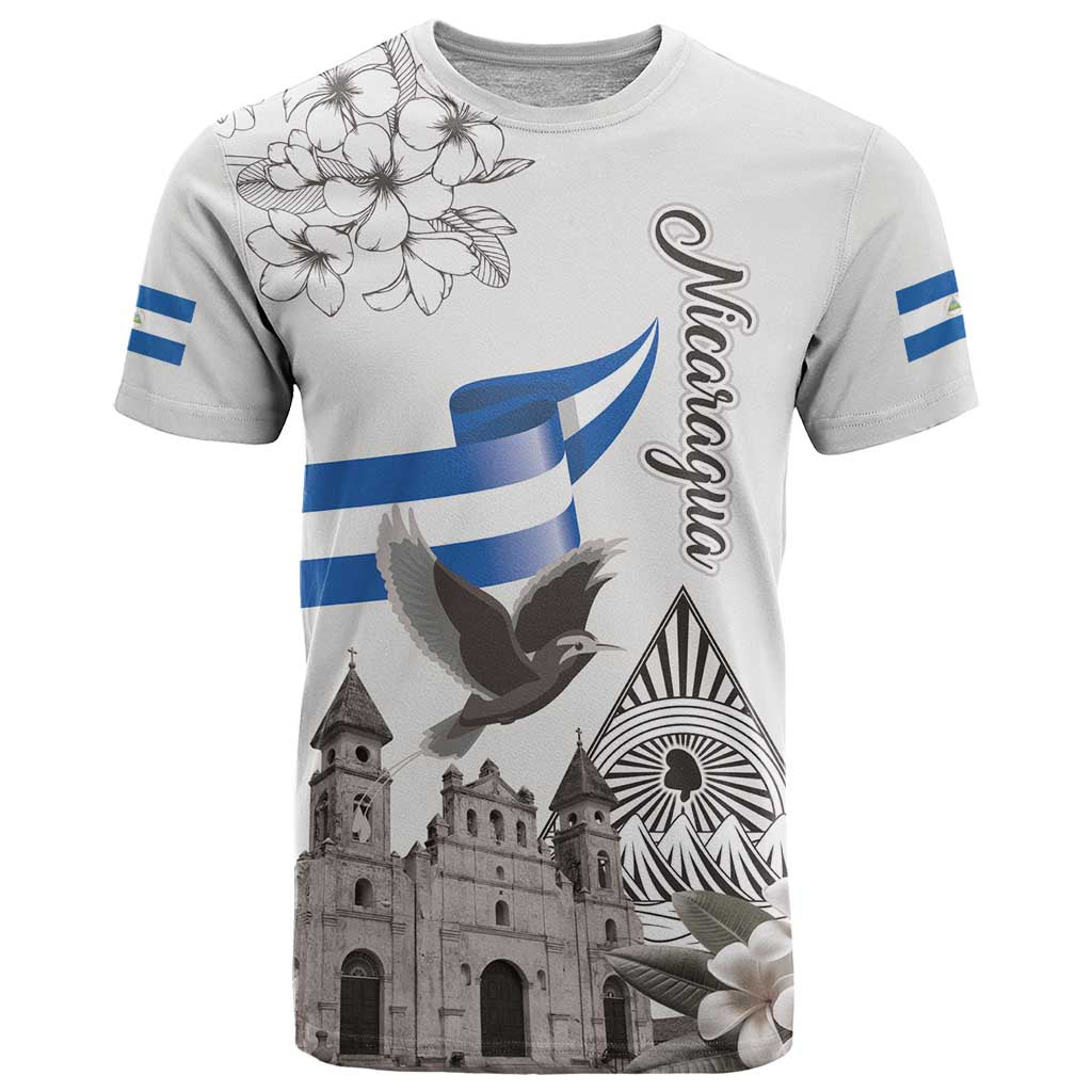 Nicaragua Leon Cathedral T-Shirt Motmot with Plumeria Style Graphic Tee