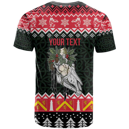 Personalized Anglesey Wales Christmas T-Shirt Mari Lwyd Celtic Knot Style Graphic Tee