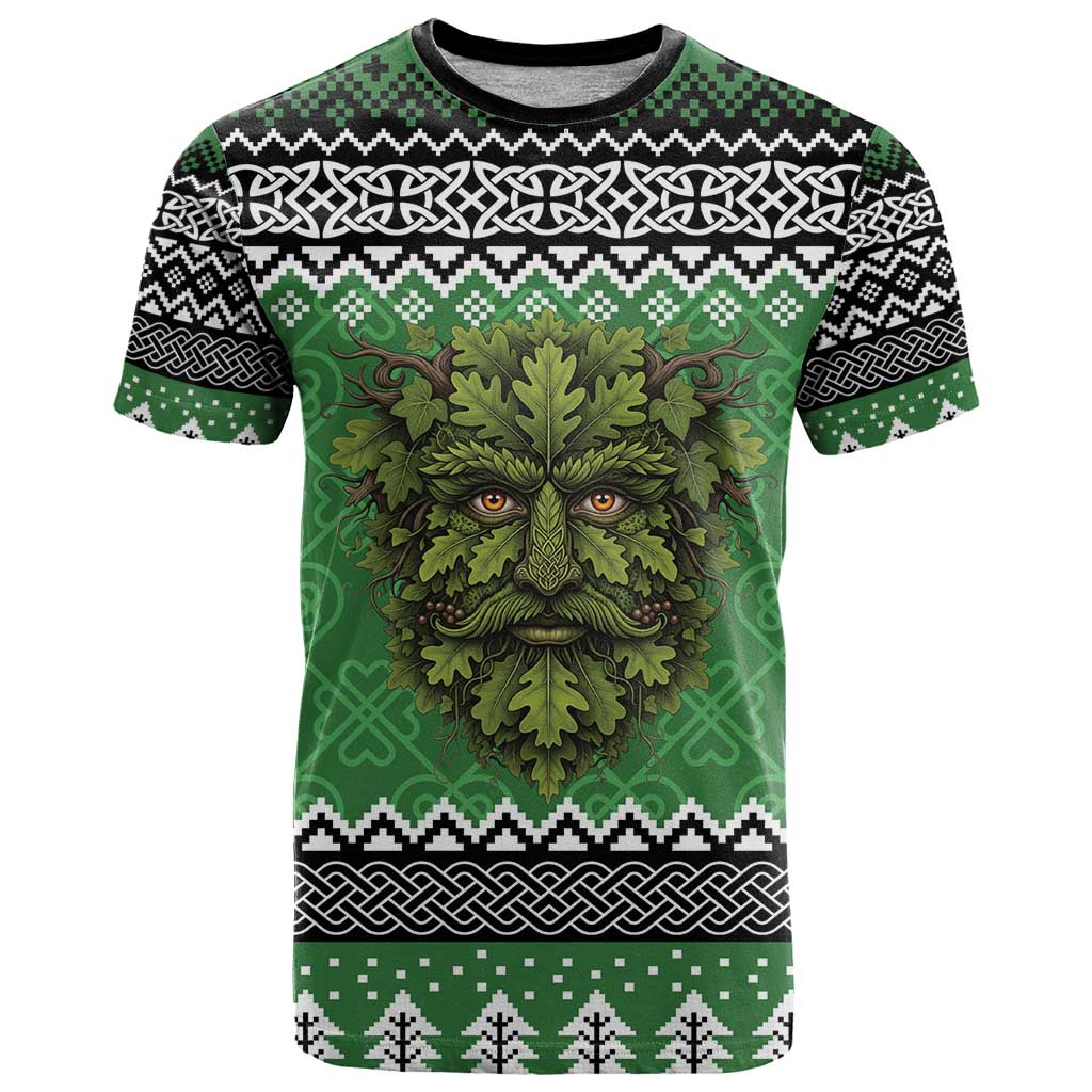Personalized Anglesey Wales Christmas T-Shirt Green Man Celtic Knot Graphic Tee
