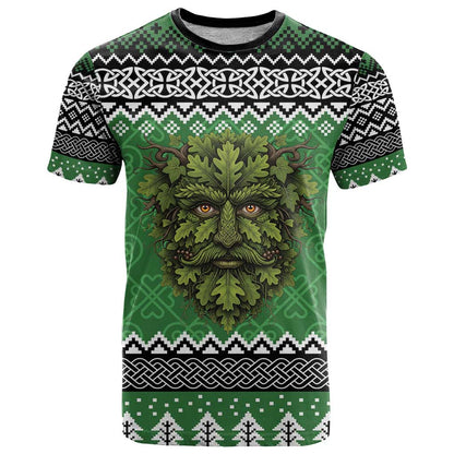 Personalized Anglesey Wales Christmas T-Shirt Green Man Celtic Knot Graphic Tee