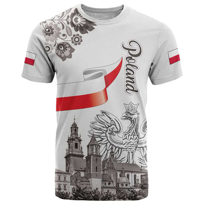 Poland Eagle Heritage T-Shirt Wawel Castle Polish Wycinanki Folk Pattern Graphic Tee