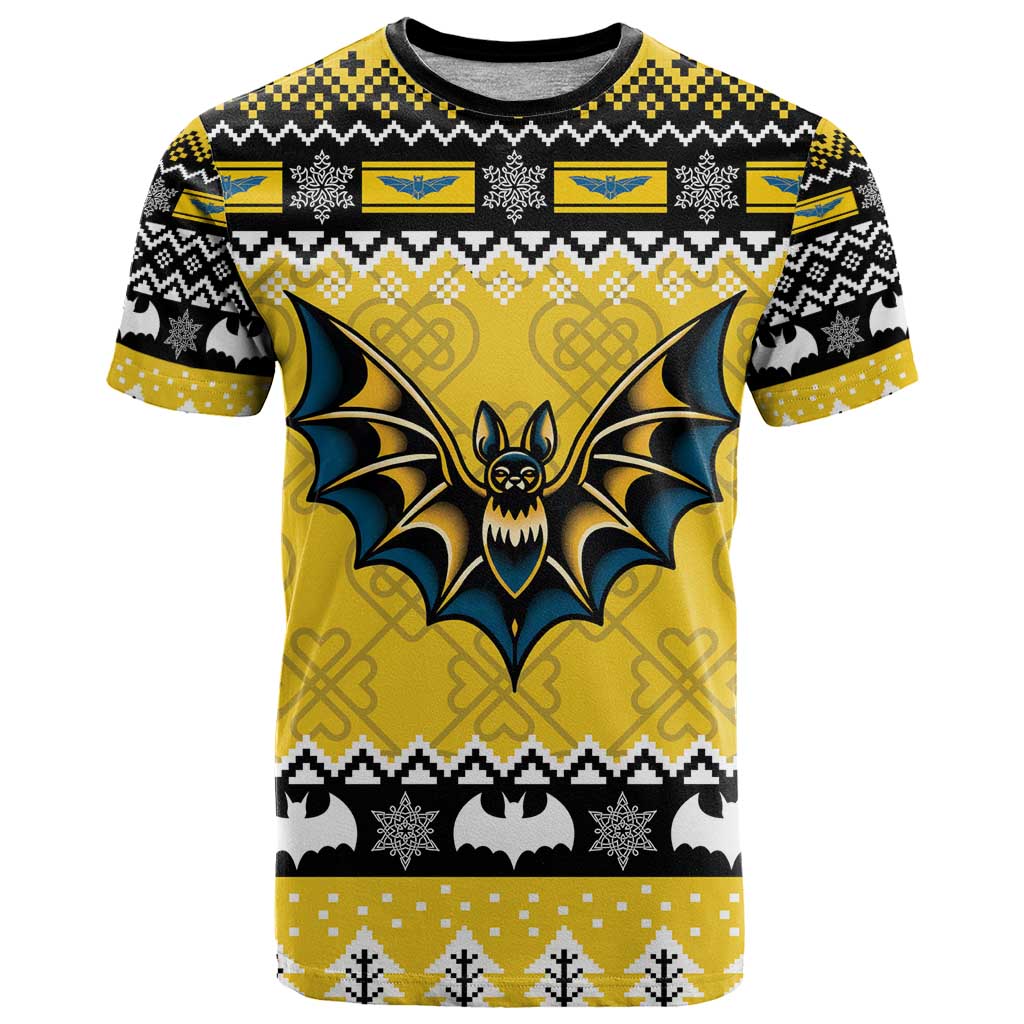 Personalized Brecknockshire Wales Christmas T-Shirt Welsh Celtic Bat Design Graphic Tee