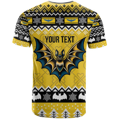 Personalized Brecknockshire Wales Christmas T-Shirt Welsh Celtic Bat Design Graphic Tee