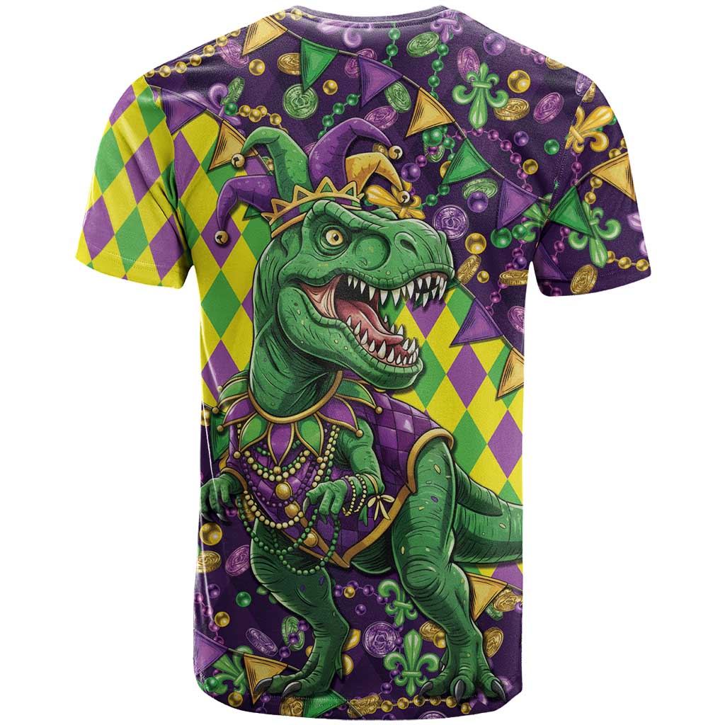 Funny Mardi Gras T-Rex Dinosaur T-Shirt Let The Good Times Roll Graphic Tee