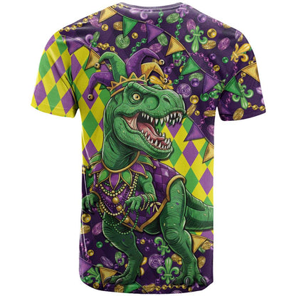 Funny Mardi Gras T-Rex Dinosaur T-Shirt Let The Good Times Roll Graphic Tee