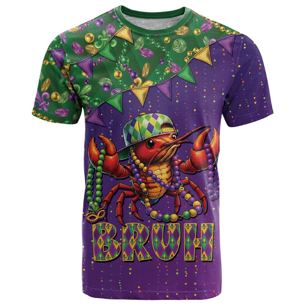 Funny Crawfish Carnival T-Shirt It's Mardi Gras Bruh Graphic Tee