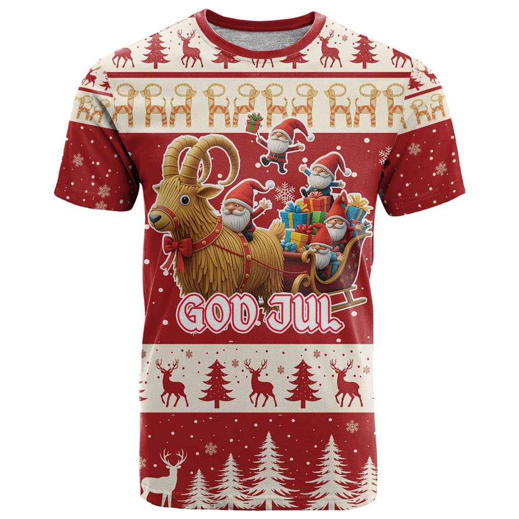 Sweden Christmas T-Shirt God Jul Nordic Julbock Graphic Tee