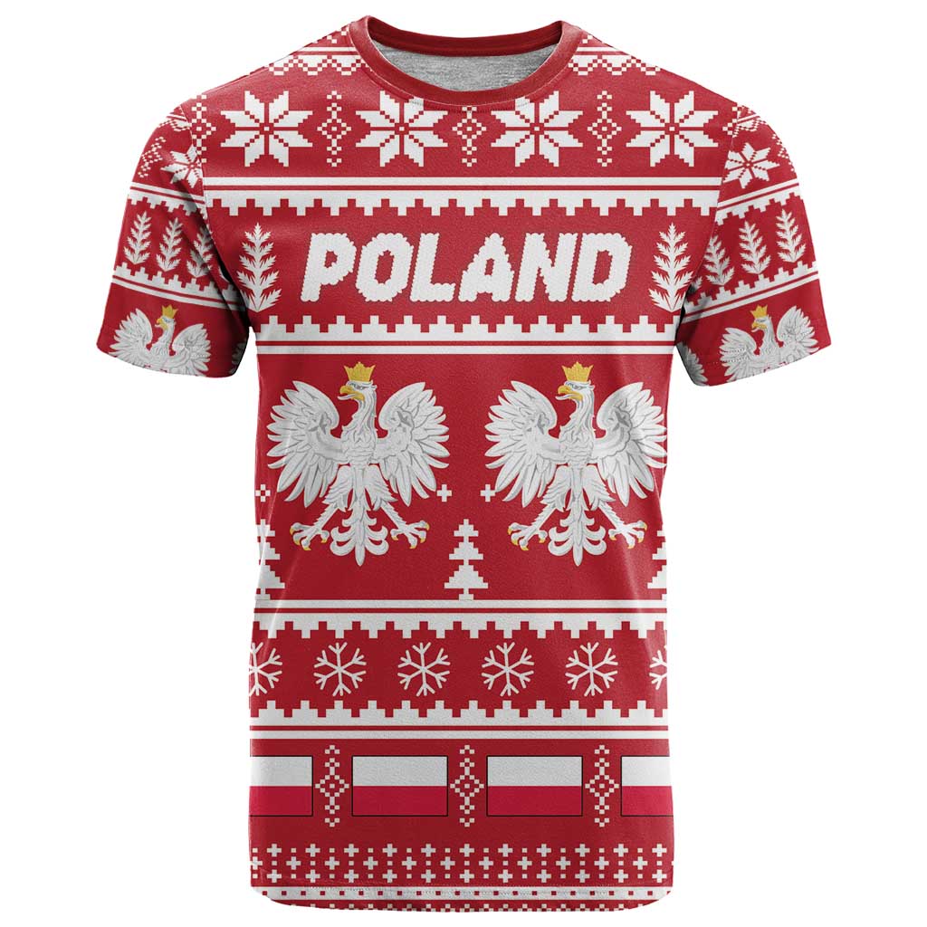 Poland Christmas T-Shirt Emblem With Flag Style Graphic Tee