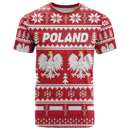 Poland Christmas T-Shirt Emblem With Flag Style Graphic Tee