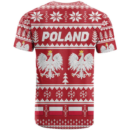 Poland Christmas T-Shirt Emblem With Flag Style Graphic Tee