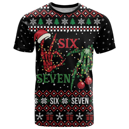 Funny Six Seven Skeleton Hand T-Shirt Meme Gen Alpha Slang Graphic Tee