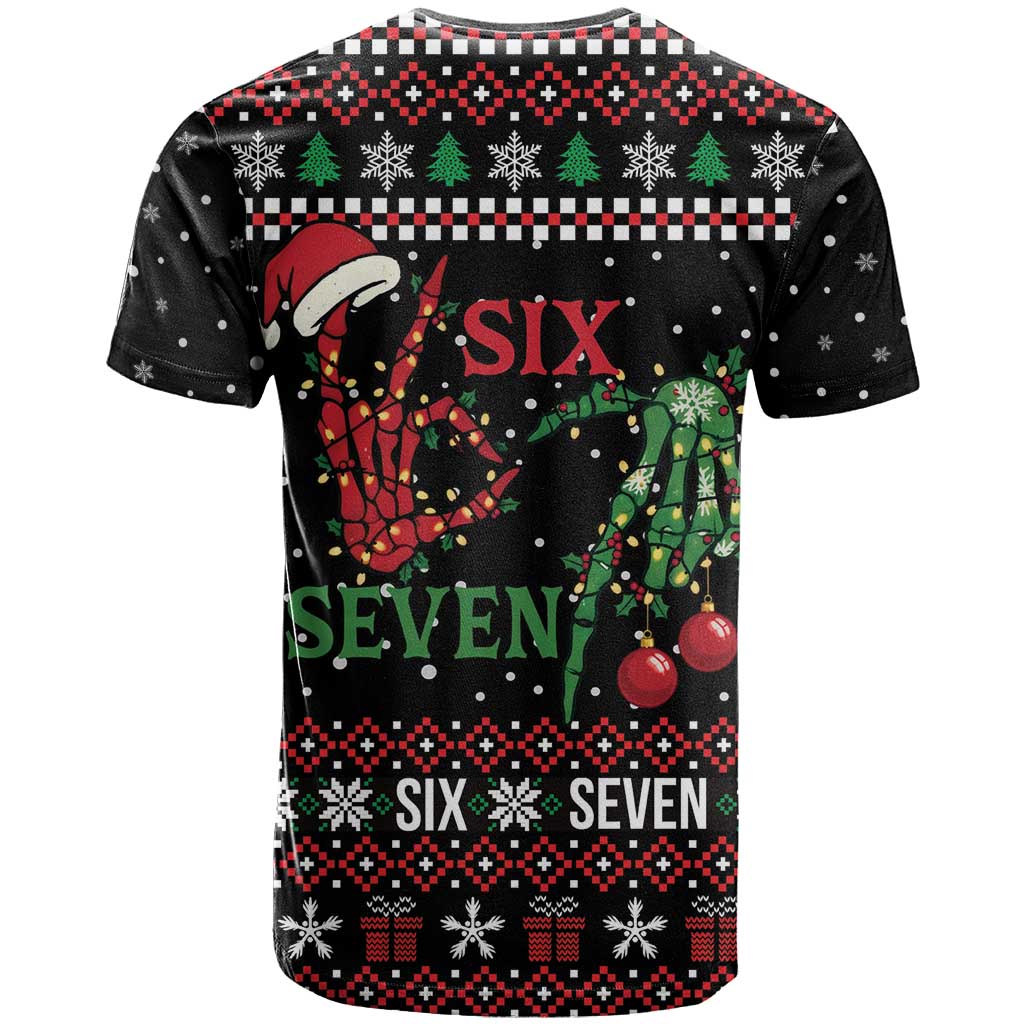 Funny Six Seven Skeleton Hand T-Shirt Meme Gen Alpha Slang Graphic Tee