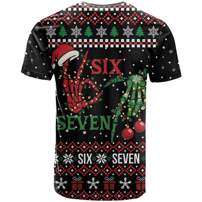 Funny Six Seven Skeleton Hand T-Shirt Meme Gen Alpha Slang Graphic Tee