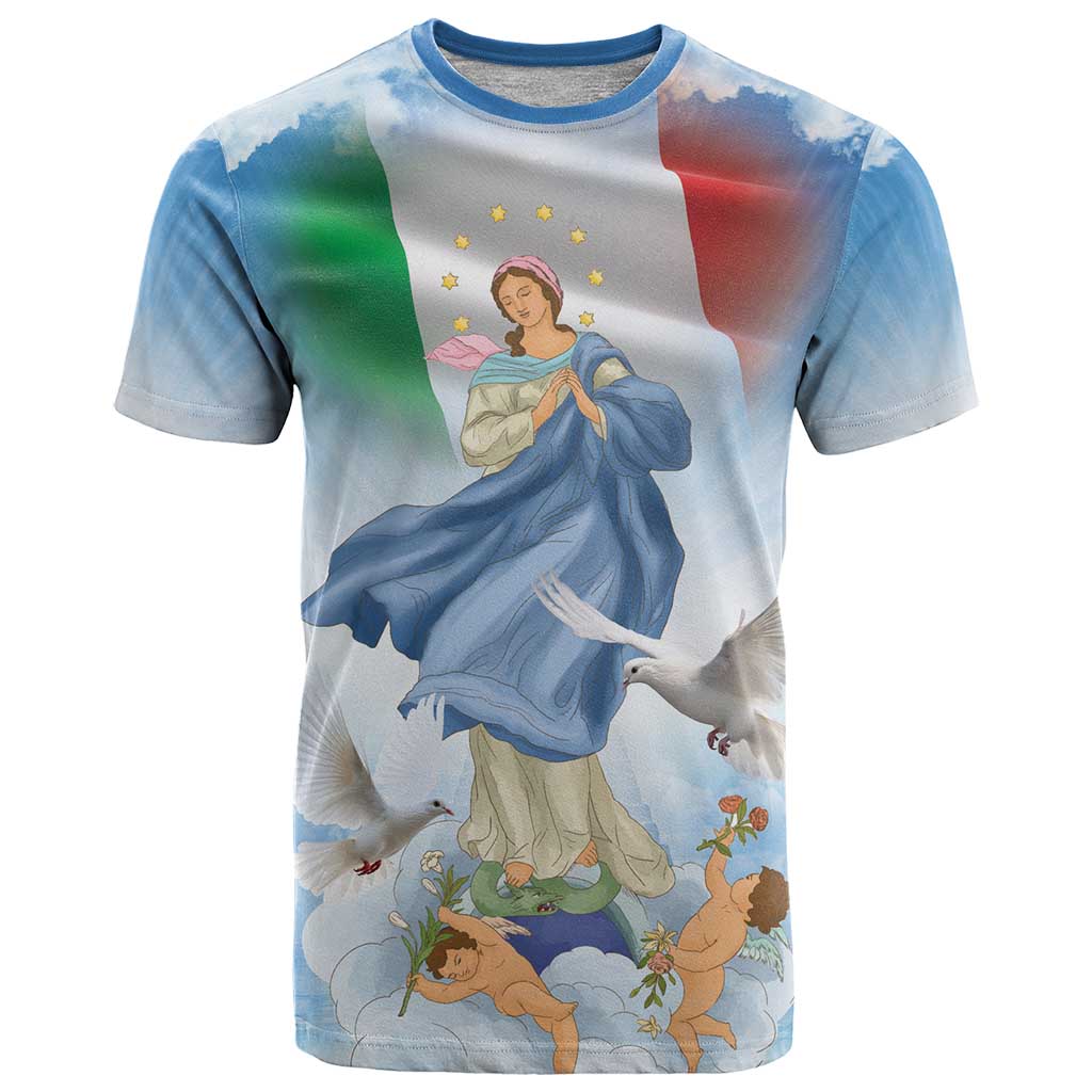 Italy Assumption Of Mary T-Shirt Blessed Virgin Mary Angel And Dove Graphic Tee