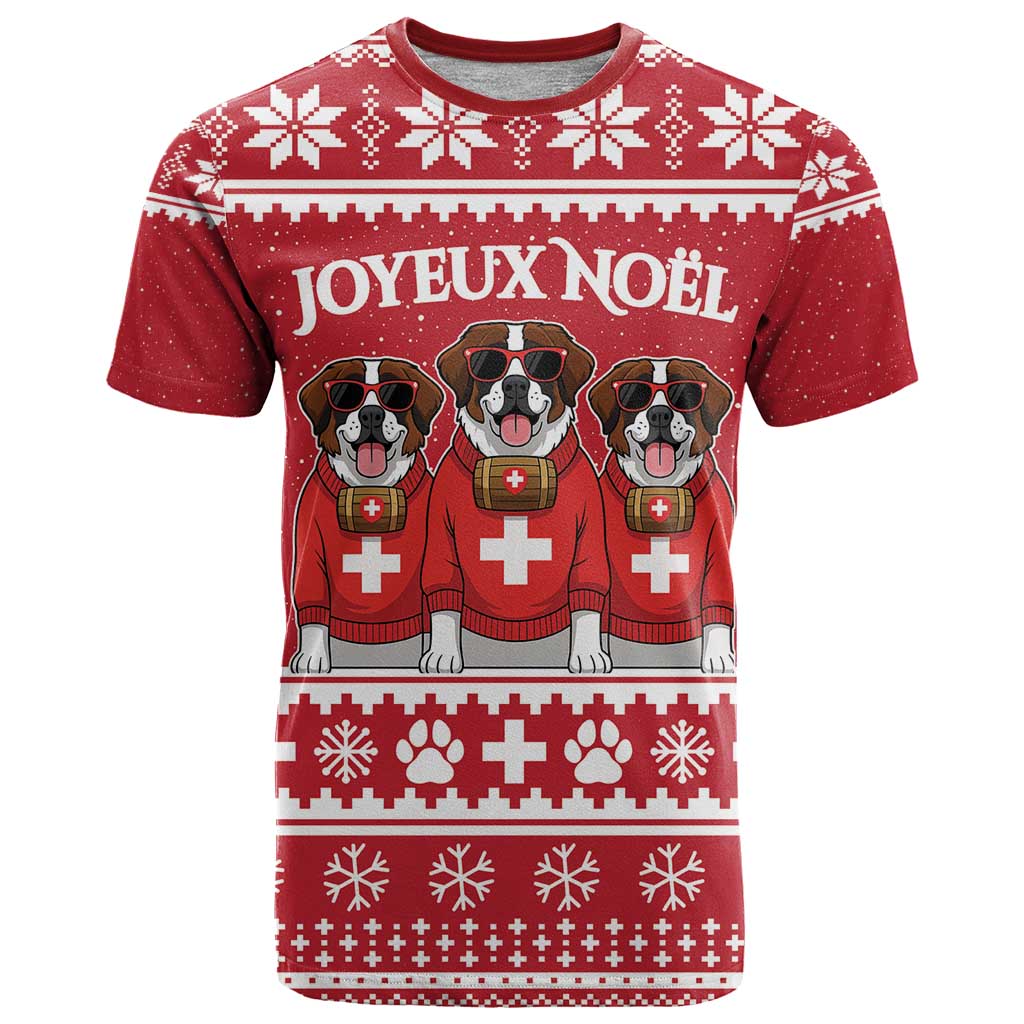 Saint Bernard Dog Switzerland Christmas T-Shirt Graphic Tee