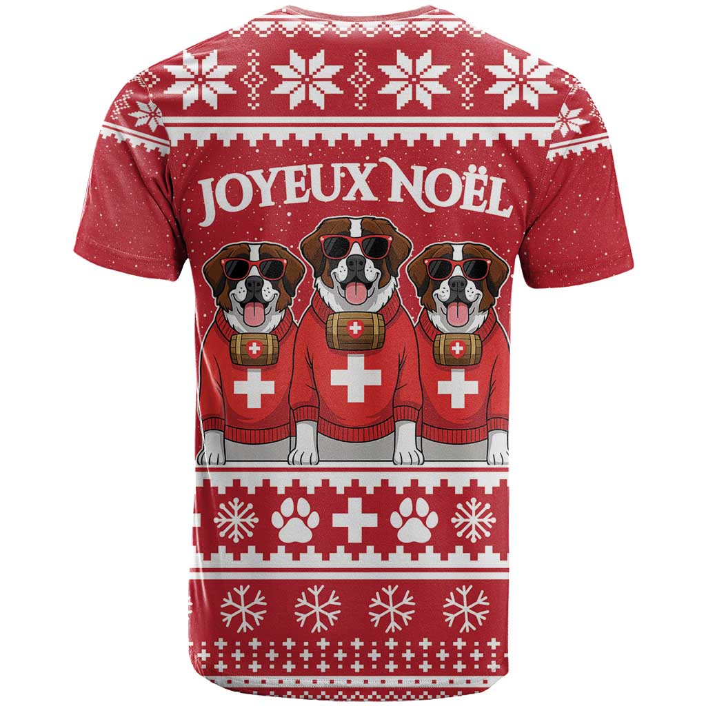 Saint Bernard Dog Switzerland Christmas T-Shirt Graphic Tee