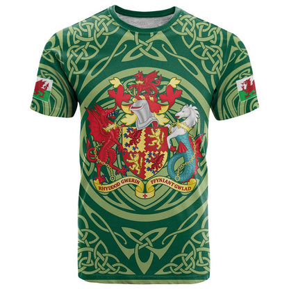 Personalized Carmarthenshire Wales T-Shirt Map and Emblem Celtic Style Graphic Tee