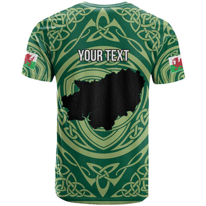 Personalized Carmarthenshire Wales T-Shirt Map and Emblem Celtic Style Graphic Tee