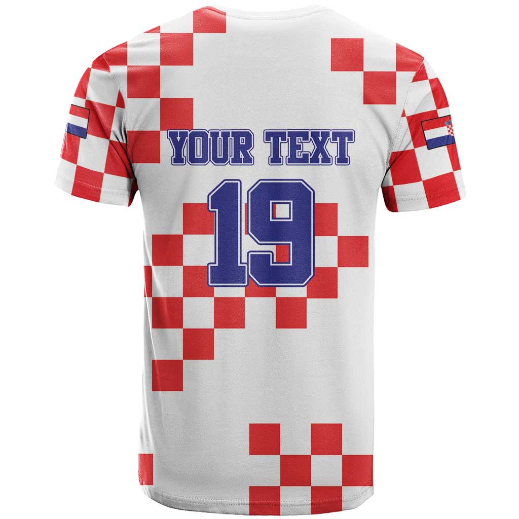 Custom Croatia National Heritage T-Shirt Red and White Checkerboard Design Graphic Tee