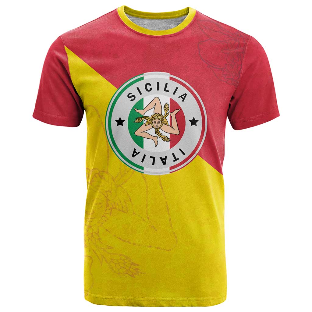 Italy Sicilia T-Shirt Triskeles With Lemons Graphic Tee