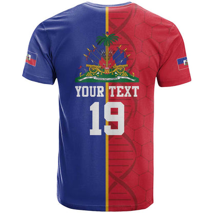 Custom Afro-Haiti Football T-Shirt It's In My DNA Graphic Tee
