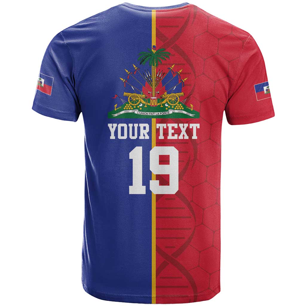 Custom Afro-Haiti Football T-Shirt It's In My DNA Graphic Tee