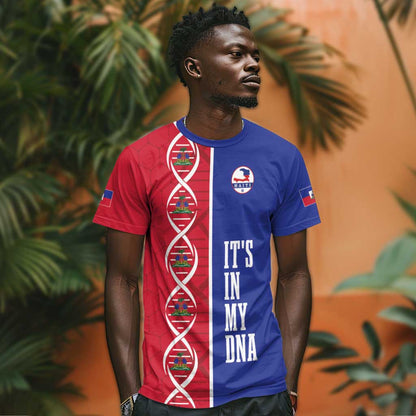 Custom Afro-Haiti Football T-Shirt It's In My DNA Graphic Tee