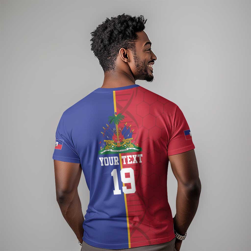 Custom Afro-Haiti Football T-Shirt It's In My DNA Graphic Tee
