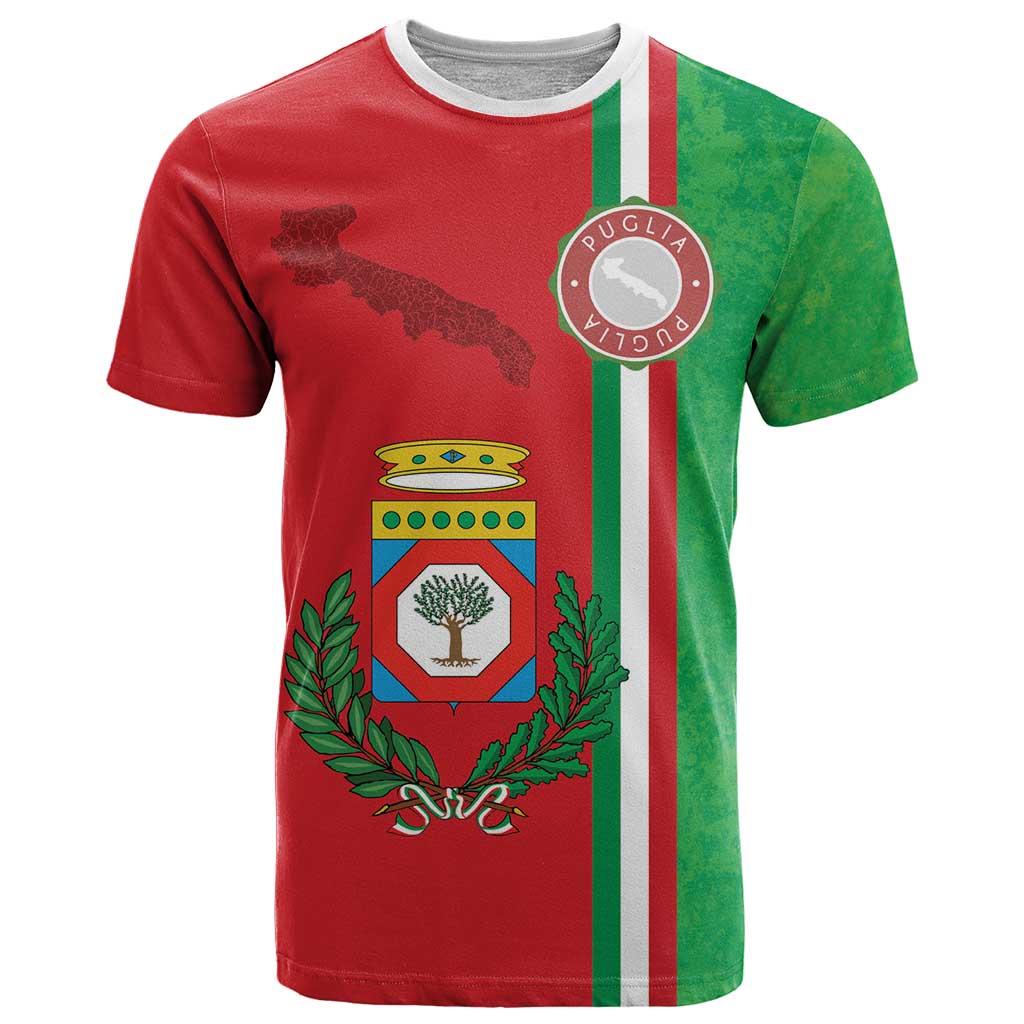Italy Apulia T-Shirt Map Of Apulia With Coat Of Arms Graphic Tee