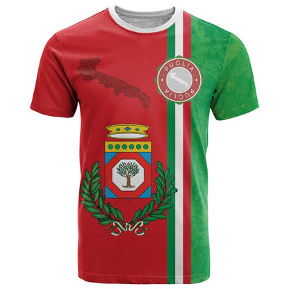 Italy Apulia T-Shirt Map Of Apulia With Coat Of Arms Graphic Tee
