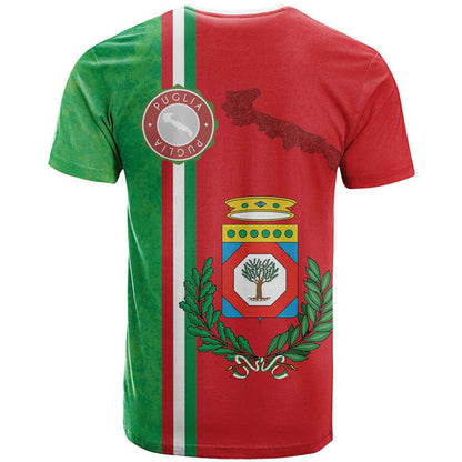 Italy Apulia T-Shirt Map Of Apulia With Coat Of Arms Graphic Tee